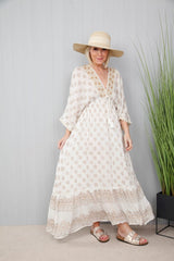 Mumbai Printed Dress Cream