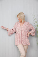 Ditsy Flowered Top Blush Pink