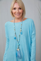 Star Tassel Necklace Blue Lagoon