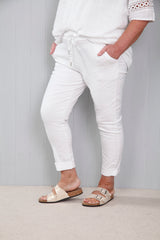 Lurex Tie Magic Pants White