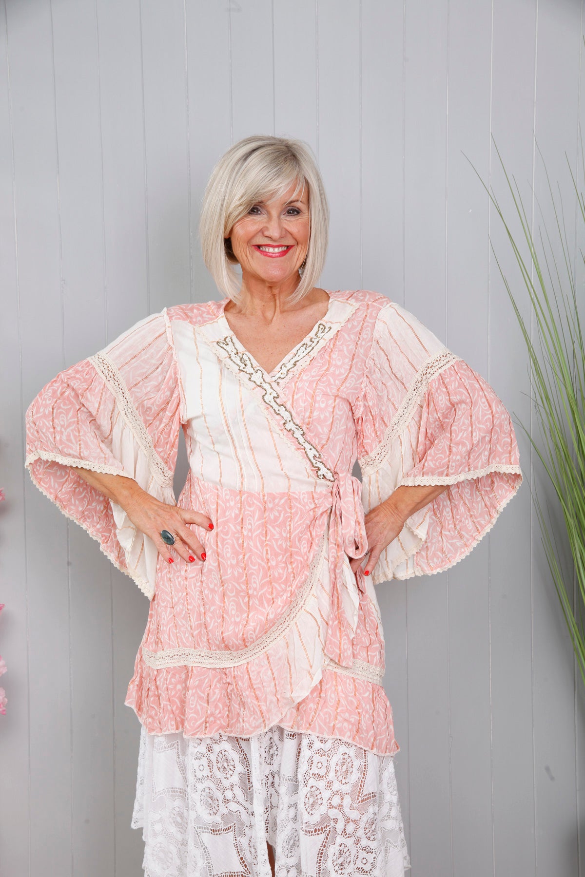 Daria Drape Kimono Peachy Pink