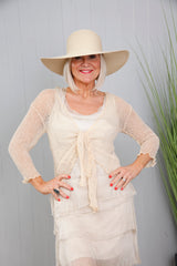 Silk Rosalie Ruffle Tunic Champagne