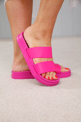 Fifi Double Strap Slider Fuchsia