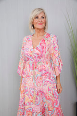 Lauren Paisley Dress Fuchsia