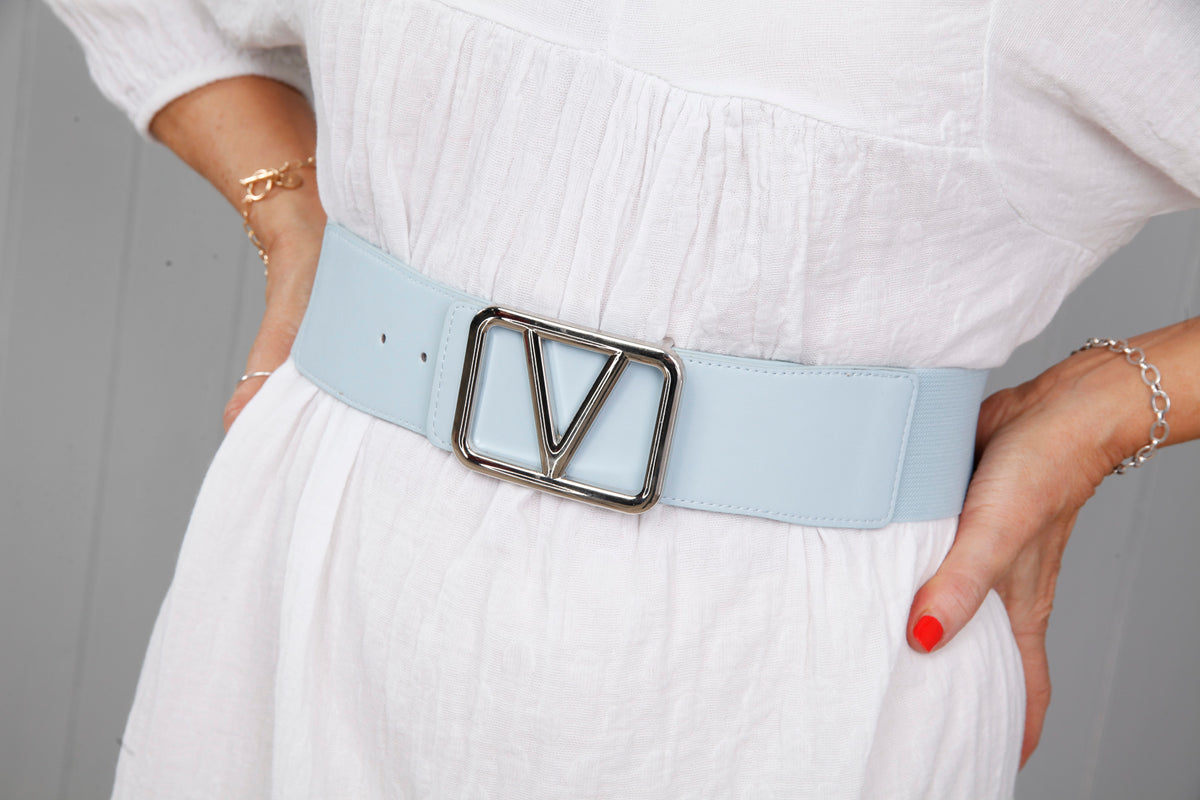 Galentino Stretch Belt Powder Blue/Silver