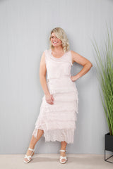 Silk Rosalie Ruffle Dress Blush Pink