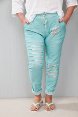 Curve Sequin Magic Pants Aqua