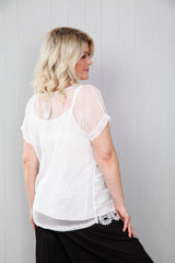 Melanie Mesh Embroidered Top
