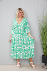 Tribal Print Dress Emerald