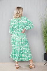 Tribal Print Dress Emerald