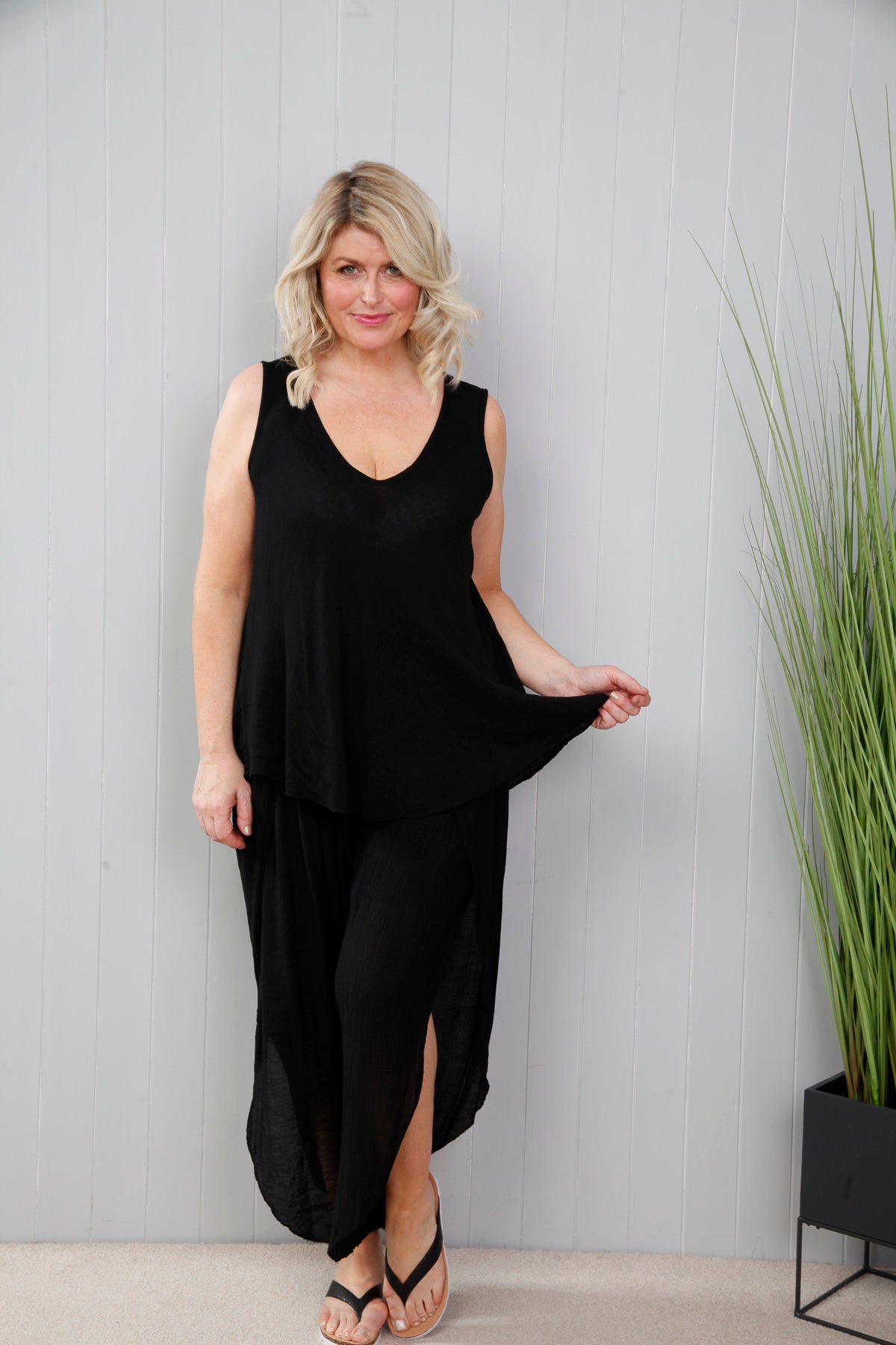 Top & Tulip Trouser Set Black