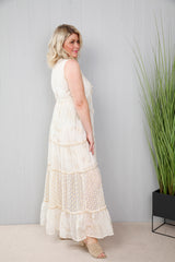 Larissa Lace Tiered Dress Cream