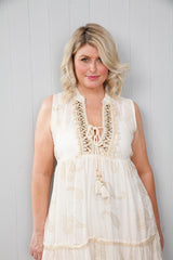 Larissa Lace Tiered Dress Cream