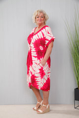 Tie Dye Twist Dress Fuchsia