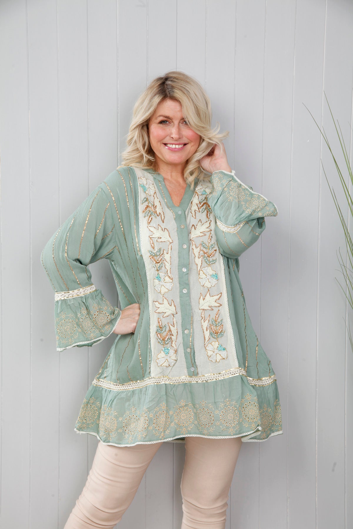 Priya Pearl Tunic Sage