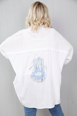 Hamsa Hand Shirt White/Blue