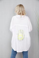 Hamsa Hand Shirt White/Yellow