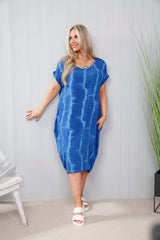 Royal Blue Chrissy Tie Die Dress