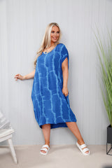 Royal Blue Chrissy Tie Die Dress