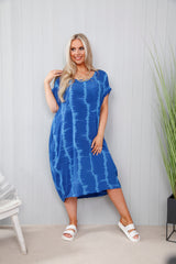 Royal Blue Chrissy Tie Die Dress