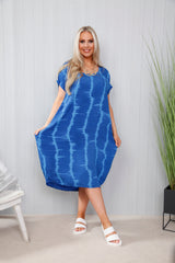 Royal Blue Chrissy Tie Die Dress