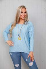 Harper Beaded Necklace Top Sky Blue