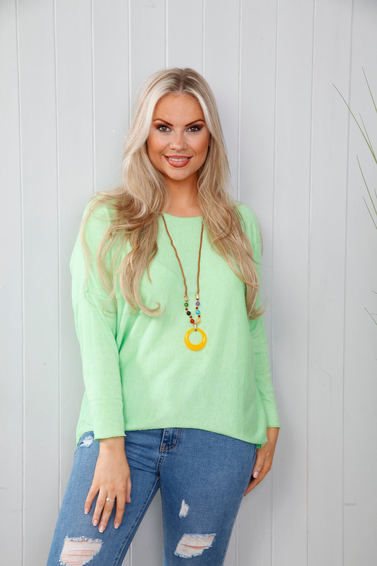 Harper Beaded Necklace Top Lime