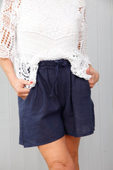 Linen Pocket Shorts Navy