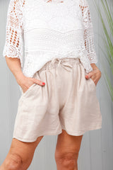 Linen Pocket Shorts Beige