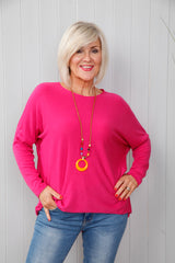 Harper Beaded Necklace Top Fuchsia