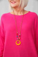 Harper Beaded Necklace Top Fuchsia