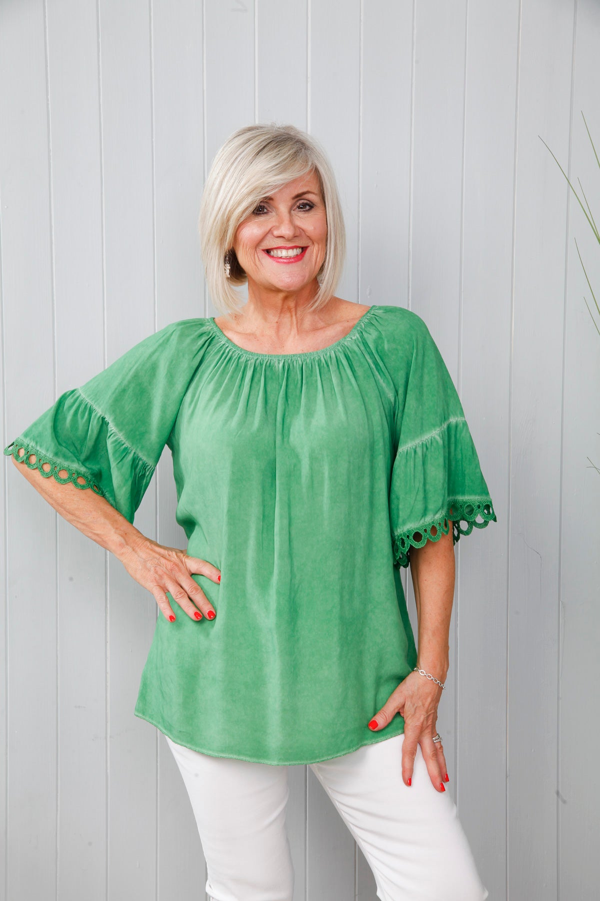 Circle Bardot Top Jewel Green