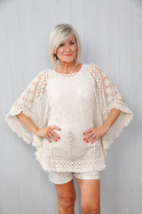 Elephant Safari Poncho Top Oatmeal