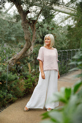 Linen Palazzo Pants White