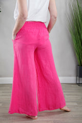 Linen Palazzo Pants Fuchsia