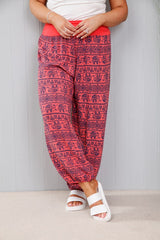 Coral Elephant Harem Pants