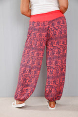 Coral Elephant Harem Pants