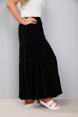 Black Tiered Maxi Skirt