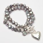 Freshwater Heart Bracelet Grey