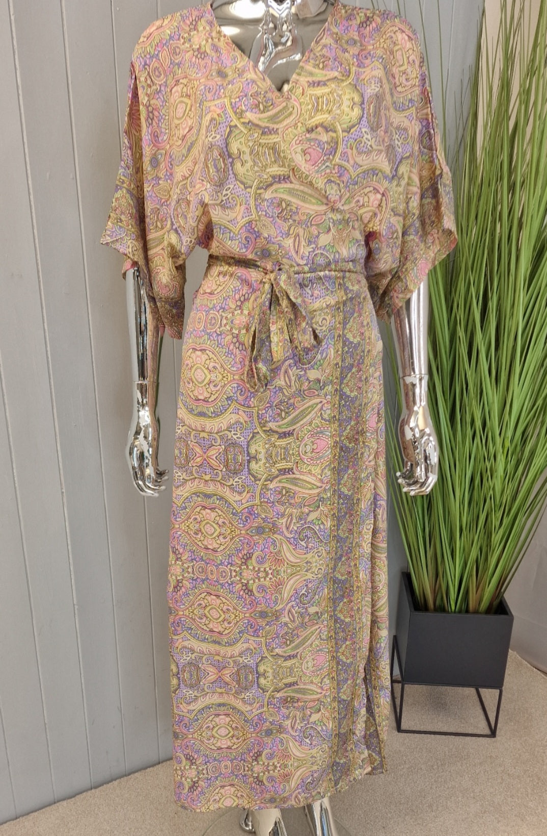 Silk Wrap Kimono Dress