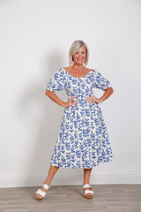 Blue Bardot Petal Midi Dress - bestacaiberryselect