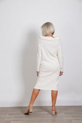 Cream Corina Knitted Dress - bestacaiberryselect