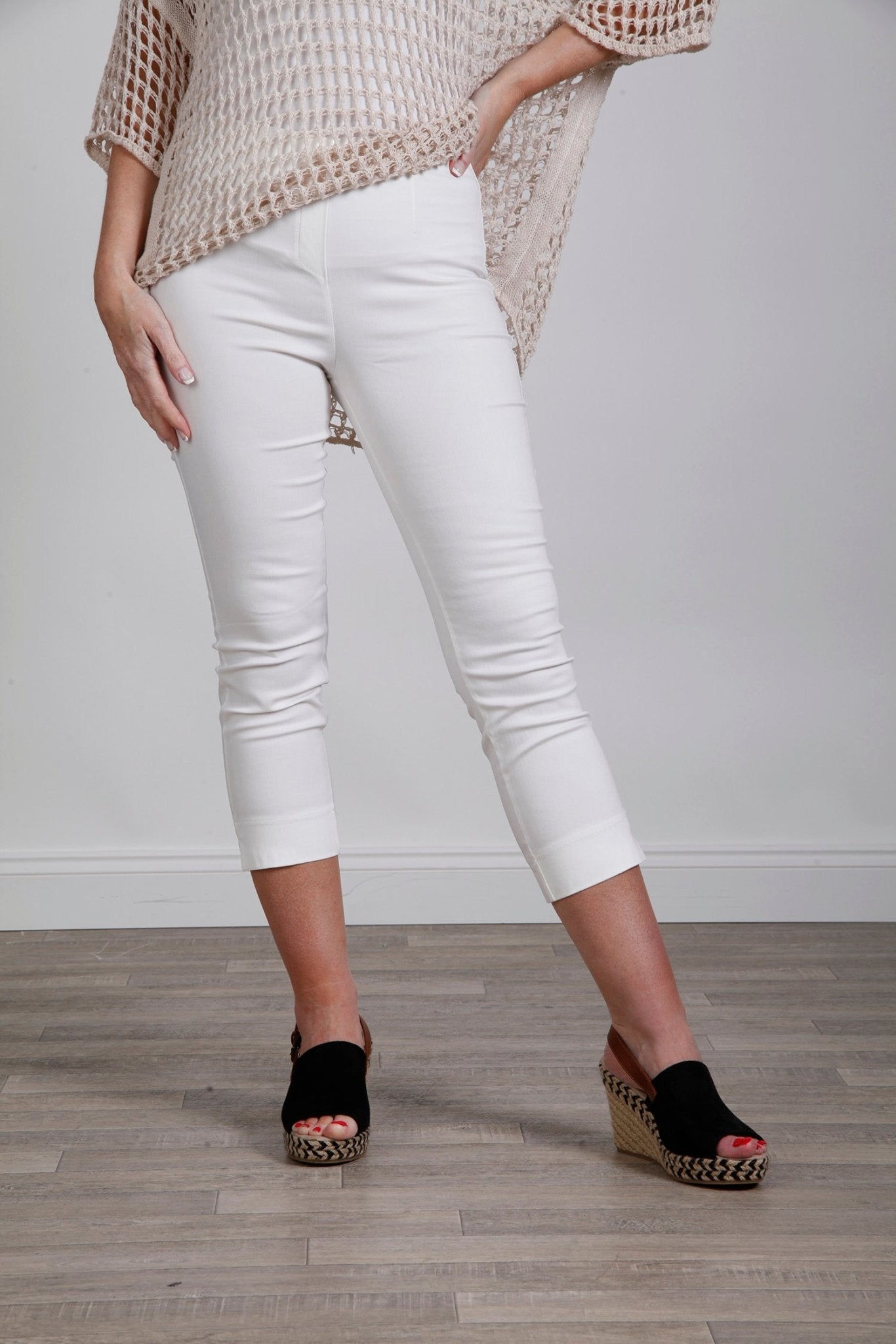 Cropped Stretch Trouser Off-White - bestacaiberryselect