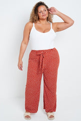 Curve Rust Polka Dot Trousers - bestacaiberryselect