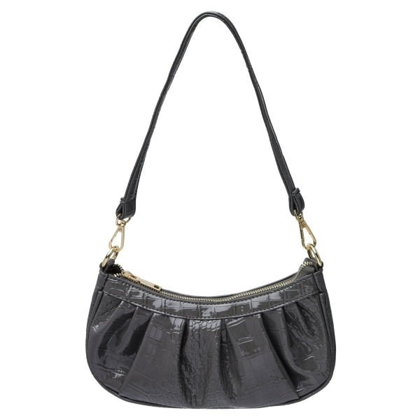 Grey Croc Embossed Shoulder Bag - bestacaiberryselect