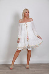 Gypsy Embroidered Pom Pom Tunic - bestacaiberryselect