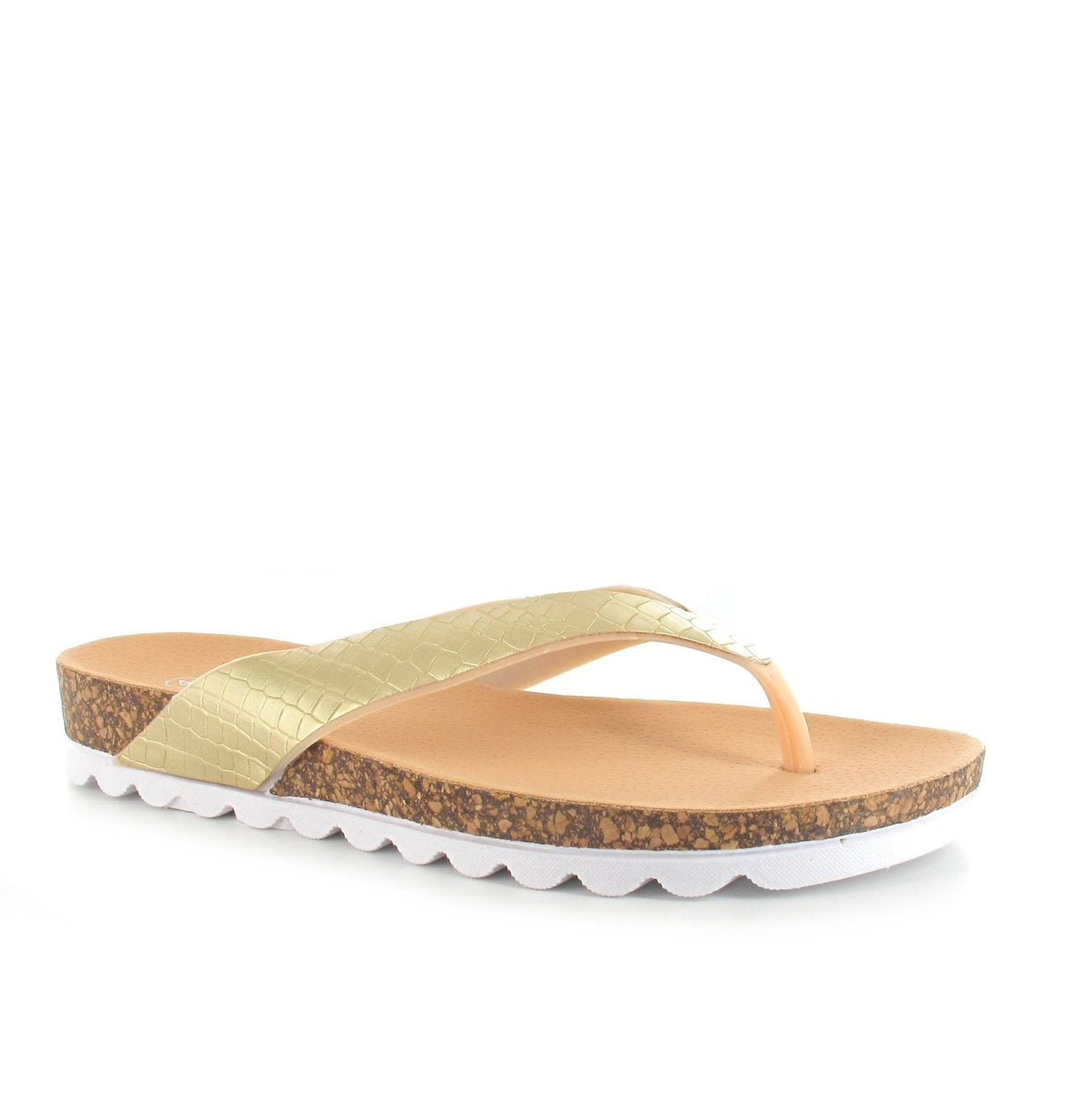 Hazel Cork Flip Flops Gold