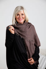 LuLu Chocolate Frayed Hem Scarf - bestacaiberryselect