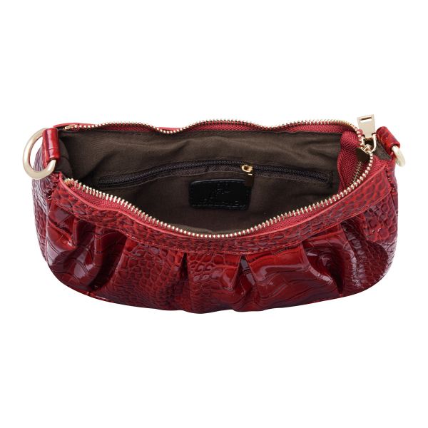 Maroon Croc Embossed Shoulder Bag - bestacaiberryselect