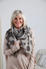 Monochrome Spot Frayed Hem Scarf - bestacaiberryselect